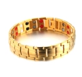 Men's titanium steel bracelet in gold finish with double row magnetic healing elements - Bracelet 17 (Gold)