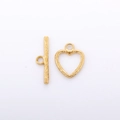 Hammered 18k gold heart-shaped toggle clasp in stainless steel for DIY jewelry - DY717-Hammered Heart / Gold