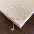 Bracelet superposable en fil d'or avec perles transparentes et breloque papillon dorée - Blanc-Papillon (26#)