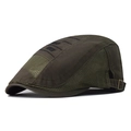Detail of dark olive green newsboy cap featuring breathable mesh and adjustable metal buckle - Adjustable / Army Green