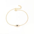 Gold evil eye bracelet with blue zircon centerpiece and sparkling white crystals - 925 Silver / Style 1 / Gold