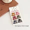Set of 6 Morandi color mini hair claws in yellow, pink, and green on display card - Style 001# Oval (6Pcs) / Length approx 2.5cm