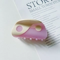 Pink and cream acetate hair claw clip with Yin Yang pattern and cutout details - Purple / Small (6.5cm)