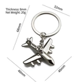 Silver airplane keychain model in polished metal with 8mm thickness and 20g net weight - X-096 Four-Engine Airliner
