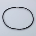 Bracelet tressé en cuir noir avec fermoir magnétique en argent poli pour hommes et femmes - Style A-3.5mm Cordon Noir-Fermoir Argent-Collier