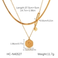 Detaillierte Größenangaben für zweilagige Stern-Anhänger Halskette aus goldenem Edelstahl - Doppelschichtiger Sternenstrahl Runder Münzstil (HC-N40527)