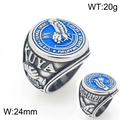 Men's stainless steel blue enamel Philippine Eagles signet ring with Kuya engraving - US 7 / Silver/Blue (KR114201-LU)
