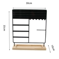Metal jewelry stand in black with wood base for earrings and necklaces, size 30x35cm - Earring Stud Rack / Black