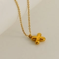 Minimalist 18K gold plated titanium steel necklace featuring a 3D bubble letter X pendant - Letter X