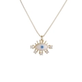 Gold evil eye necklace with blue stone, clear cubic zirconia, and delicate box chain - Eyelash Style Evil Eye