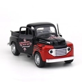 Detail view of vintage alloy pickup model with functional doors and hood in black and red - Black Red