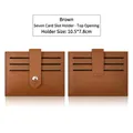 Brown PU leather card holder with 7 slots and top opening design, size 10.5x7.8cm - 10.5*7.8cm / 7 Slots Buckle Style / Brown