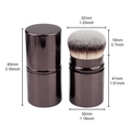 Detailed dimensions of portable retractable foundation brush with protective metal cap - Coffee Round Style (30#)