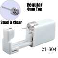 Disposable ear piercing gun with 4mm 316L stainless steel and clear zircon stud - 4mm Steel & Clear