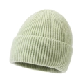 Winter light green knit beanie with ribbed texture for cold weather warmth - Light Green