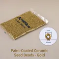 DIY gold 2mm glass seed beads for embroidery with 0.8mm hole in 450g bulk bag - Gold 2mm