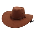 Classic brown felt western cowboy hat with wide brim, decorative rope and chin strap cord - Light Coffee