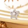 Silver star-shaped stainless steel ear stud featuring hollow frame and clear crystals - Star Zirconia Inlaid Style (Single) (A333) / Silver