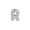 Silver mini bubble letter R pendant with sparkling clear zircon stones for DIY jewelry - Letter R / Silver