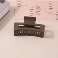 Brown rectangular matte hair claw clip for thick hair, simple hollow shark hair accessory - Individual Packaging / Matte Light Coffee-8.5cm