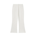 Pantaloni bianchi a zampa da donna a vita alta con drappeggio elegante e vestibilità slim - XS / Pantaloni Bianchi