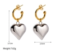 Two-tone heart drop earrings in gold and silver finish with dimensions and weight info - Color Block Heart Dangle / Gold and Silver Contrast