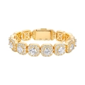 12mm gold Cuban link bracelet with square halo cubic zirconia and box clasp finish - Gold (Width 12mm/7.5 inch)