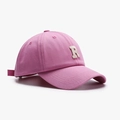 Pinkish purple breathable cotton baseball cap with a white plush letter R patch - Rose Red