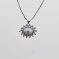 Evil Eye Halskette mit blauem Zirkonia und Boxkette in glänzender Silber-Optik - Silber