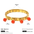 Detailed spec sheet for stainless steel strawberry bracelet with size and weight info - Red Spiked Ball Bracelet (NB-B6312)