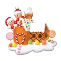 Resin Christmas gingerbread house ornament with two cute figures and candy decor - 2 Snowmen Gingerbread House