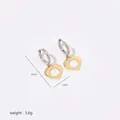 Detailed view of two-tone heart drop earrings with dimensions 2.9cm height and 1.6cm width - Flat Round Heart