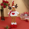 Christmas reindeer plush gnome in red knitted sweater and long legs for festive decor - Heart Reindeer Telescopic Doll