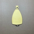 Pear-shaped yellow leather key cover featuring a deer head embossing and metal ring - Bright Yellow Embossed