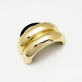 Detailed view of polished gold U-shape hair cuff with a black elastic tie band - Style C-Gold