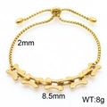 Golden bone chain stainless steel drawstring bracelet with adjustable slider bead - Gold Bone Shape Style (KB167033-Z)