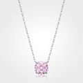 Elegante Halskette aus S925 Sterlingsilber mit rosa achteckigem Diamant-Anhänger im Rosenschliff - S925 Sterlingsilber (8mm)