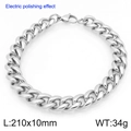 Bracelet gourmette en acier inoxydable poli argenté, 10mm de large et 210mm - Largeur 10mm x Longueur 210mm (KB207781-Z)