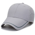 Light grey quick-dry baseball cap with laser-perforated side mesh for outdoor sports - Light Gray