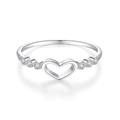 Elegant 925 sterling silver heart ring with sparkling cubic zirconia accents - Platinum-FDJZ-240