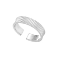 Minimalistische S925 sterling zilveren open ring met een verticaal streeppatroon - Verstelbaar Open / Zilver