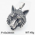 Vintage silver finish Viking wolf head stainless steel pendant, size 43x34mm, weight 45g - Style B No Chain / Steel