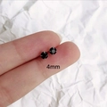 Minimalist 4mm black zircon stud earrings with 925 silver needles for men and women - 4mm Black Zircon 1 Pair