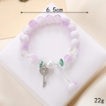 New Chinese style glass bead bracelet in purple and white with heart key charm - Purple And White Crackle Beads (Key Charm) (K3633)