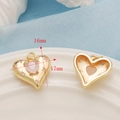 Macro detail of 14K gold heart pendant with pink gemstone and zircon showing 17mm size - Gold Heart (16mm*17mm)