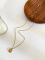 Collana dorata minimalista con pendente rettangolare a raggiera e cristallo di zircone - Quadrato