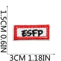 Detailed dimension view of mini ESFP embroidered patch in red and white colors - ESFP Style