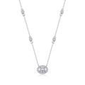 Elegant S925 sterling silver necklace featuring an oval marquise moissanite pendant - Oval Halo Style (N13501) + GRA Certificate