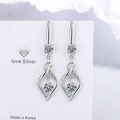 Elegant long silver hook earrings with sparkling round cubic zirconia stones in S925 silver - White Diamond Teardrop Hollow Earrings Led-75