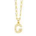 Macro shot of gold-plated G-letter pendant encrusted with pavé cubic zirconia - Letter G